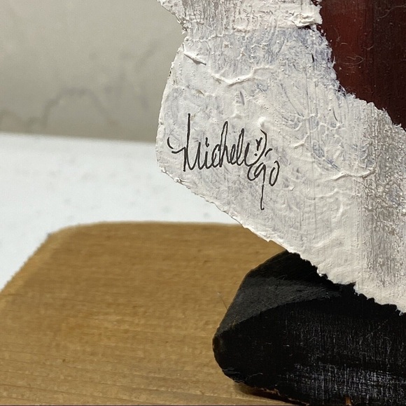 Vintage 90’s Standing Wood Old World Country Santa Toy Bag Hand Painted … - Picture 8 of 8